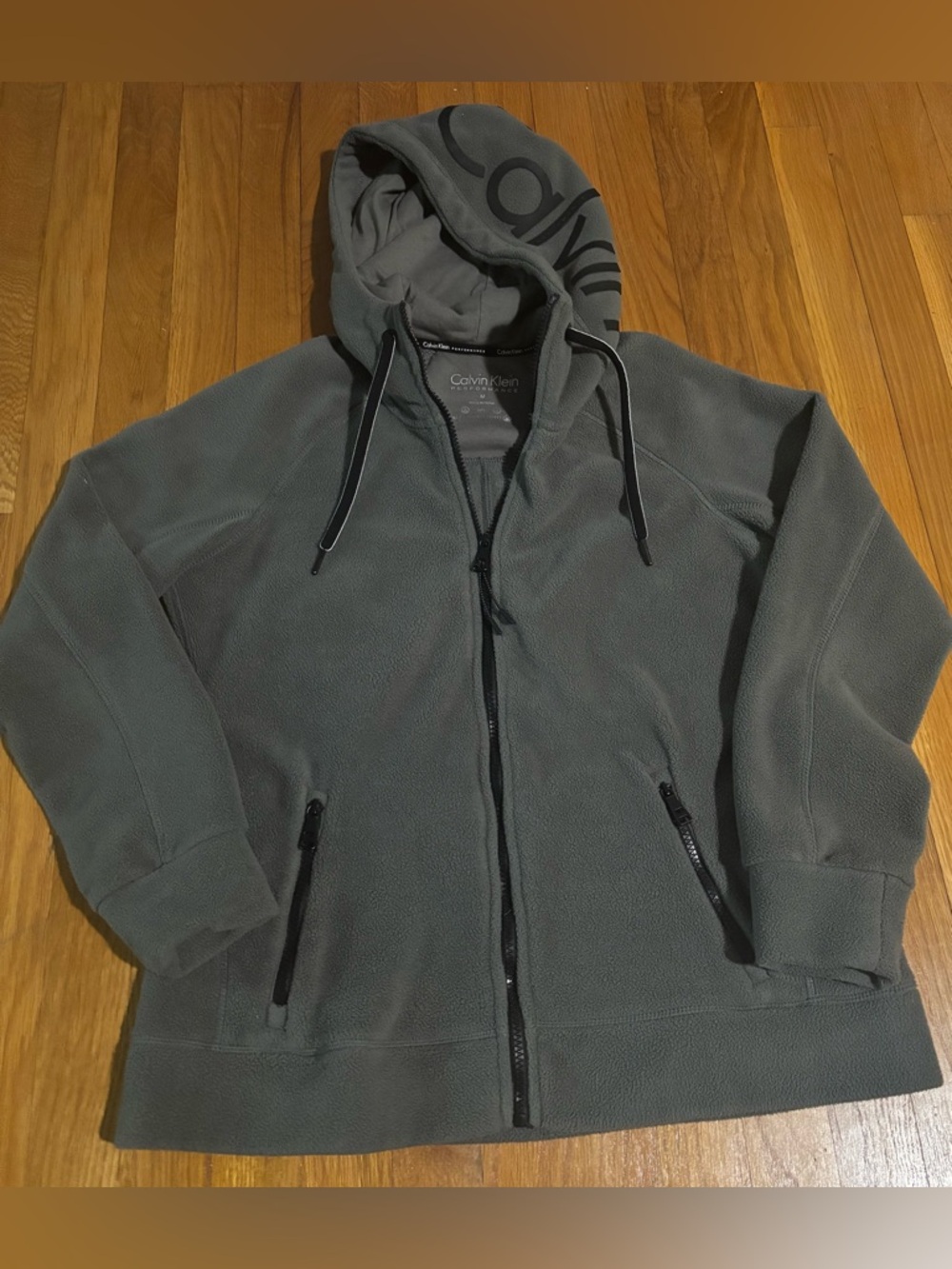 Calvin Klein Charcoal Gray Fleece Hoodie Sweatshirt/Jacket